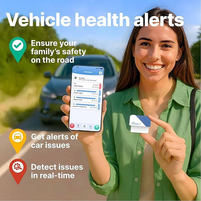 CarMD Connect – Real-Time Vehicle Location Sharing + Vehicle Health Monitoring | No Subscription | AI Auto Expert | Safety Alerts | Geofencing | Works on 1996+ OBDII Cars and Light Trucks
