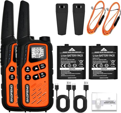 BAOFENG MP25 Walkie Talkies,Family Walkie Talkie Camping Essentials NOAA Weather Scan 155 Privacy Codes 22 FRS Channels 2PC (Orange)