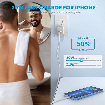 iPhone 14 Charger,Fast Charger iPhone [MFi Certified]Type C Charger USB C to Lightning Cable 20W Fast Charging Adapter Block for iPhone 14/14 Pro/13Pro Max/iPhone 12 Mini/12 Pro Max/11/XS/XR/X/SE/iPad