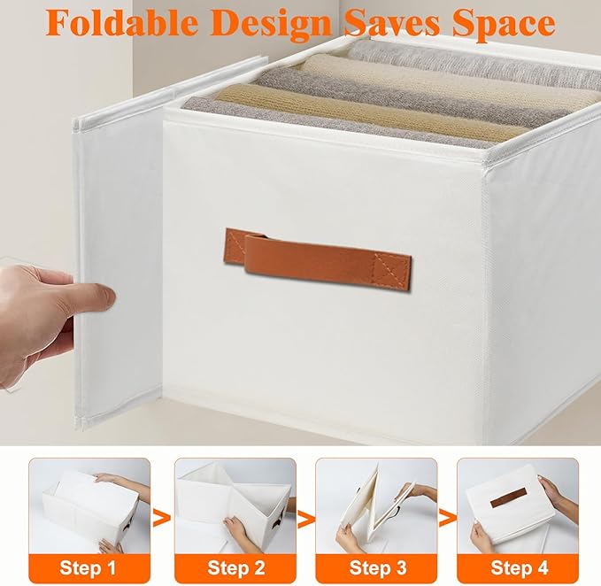 5 Pack Oxford Fabric Storage Bins, Large Clothes Closet Organizers and Storage with Small Underwear Organizer, Foldable Storage Basket with PU Handles，Perfect For Clothing Toys Books Organizer