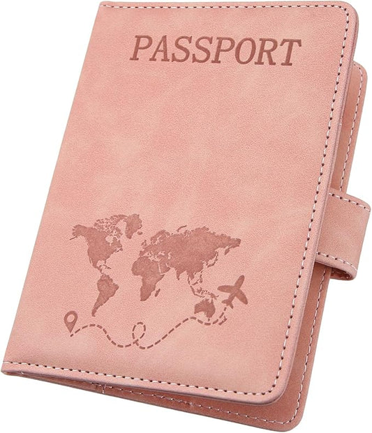ILIYAH-Passport Cover-Passport Holder Travel Wallet-RFID Blocking Passport Case Travel Accessories Card Holder Wallet Unisex Travel Gifts(Pink)
