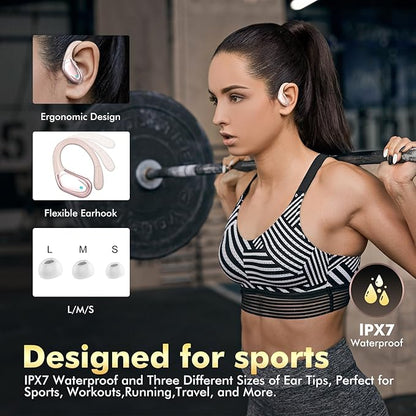 Wireless Earbuds, Sports Bluetooth Headphones, 80Hrs Playtime Ear Buds with LED Power Display, Noise Canceling Headset, IPX7 Waterproof Earphones for Workout/Running