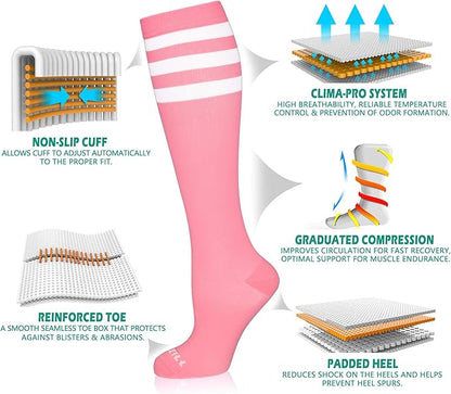 NEWZILL Medical Compression Socks for Women & Men, 20-30 mmHg Knee-High Support for Circulation, All-Day Comfort for Work Travel Running Cycling and Fitness