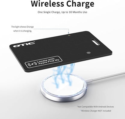 OTIC Wallet Tracker Card, Ultra-Thin 1.7MM Rechargeable Finder, Up to 10-Month Use, Works with Apple Find My (iOS), Locator for Wallet, Luggage, Passport, IP67 Waterproof, 1 Pack