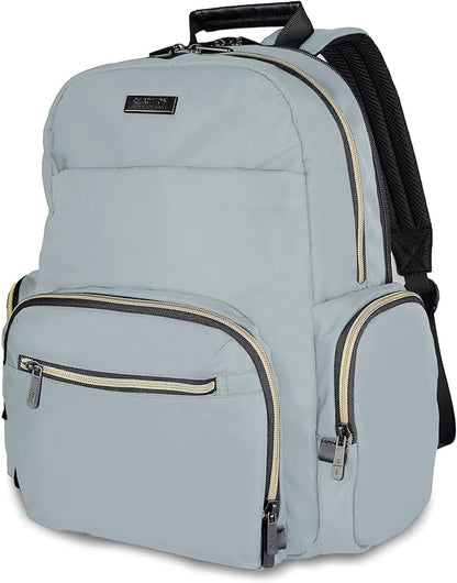 Kenneth Cole REACTION Madison Square Lightweight Hardside Chevron Expandable Spinner Luggage, Slate, 2-Piece (20" Carry On + Sophie Backpack)