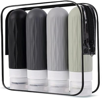 IYYI Travel Bottles for Toiletries, TSA Approved Travel Size Containers, Silicone Toiletries Bottles, Leakproof, Refillable Containers Kits for Shampoo and Conditioner (Dark, 90, Milliliters)