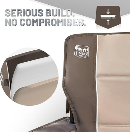 TIMBER RIDGE Oversized Folding Camping Chair for Adults, Support 550 LBS Heavy Duty with Cup Holder Side Pocket for Camp, Lawn, Picnic, Tan, 2 Pack