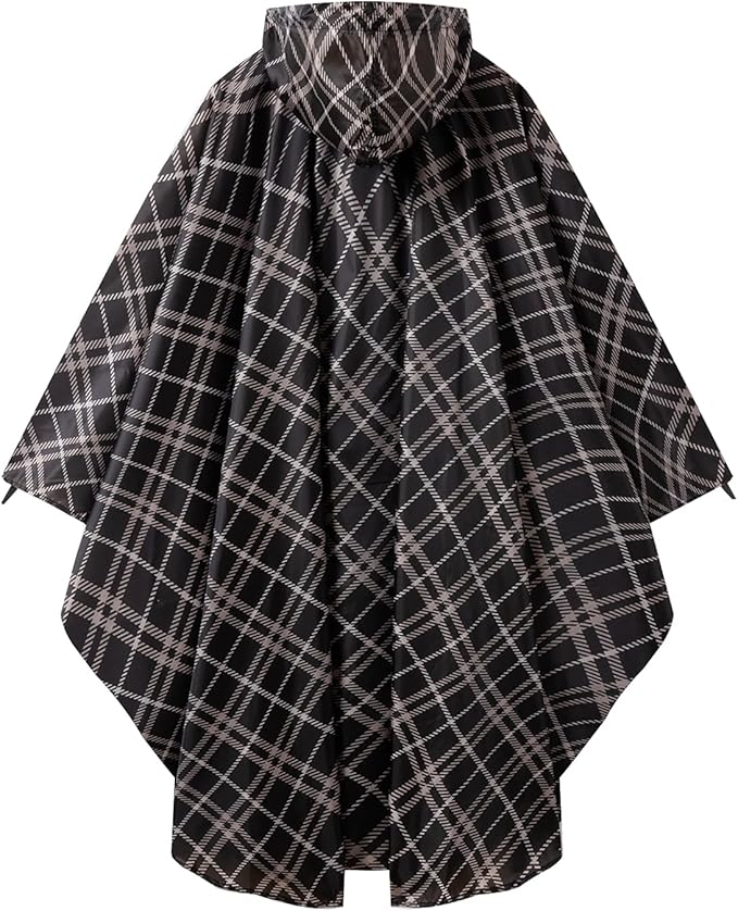Hooded Rain Ponchos for Adult - Rain Coat and Rain Jacket with Waterproof Pocket and Zipper