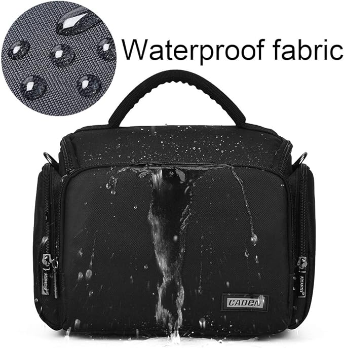 CADeN Camera Shoulder Crossbody Bag Case Compatible for Nikon, Canon, Sony SLR/DSLR Mirrorless Cameras and Lenses Waterproof(1.0 M, Black)
