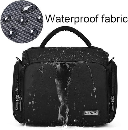 CADeN Camera Shoulder Crossbody Bag Case Compatible for Nikon, Canon, Sony SLR/DSLR Mirrorless Cameras and Lenses Waterproof(1.0 M, Black)