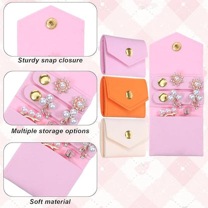 3 PCS Mini Travel Jewelry Bag, Portable Small Jewelry Travel Bag with Buckle, Foldable Small Jewelry Travel Pouch for Rings, Necklaces, Earrings, Bracelets