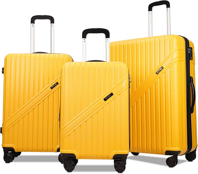 PRIMICIA GinzaTravel Luggage Sets 3-Piece Expandable Suitcases with Wheels PC+ABS Durable Hardside Luggage sets TSA lock