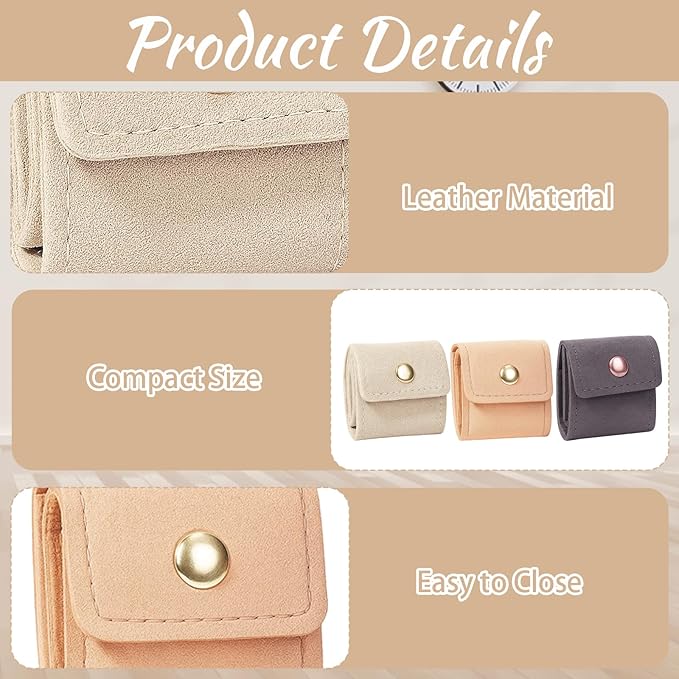 3 Pack Soft Organizer Pouches for Earrings Rings Accessories, Mini Jewelry Travel Case, Beige Pink Gray Compact Storage Bags, Lightweight Portable Jewelry Organizer