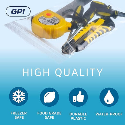 GPI - 1000 Count 6" X 4" Zip Bags, Heavy-Duty 4 Mil Thick, Clear Reclosable Zipper Poly Baggies with Resealable Zip Top Lock For Storage, Packaging, Food, Snacks, Nuts, Bolts & Screws