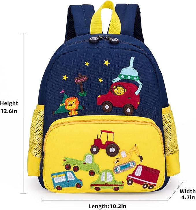 Willikiva Cute Zoo Little 3D Backpack Kids Backpack for Boys and Girls Toddler Backpack Waterproof Preschool Yellow Car One Size