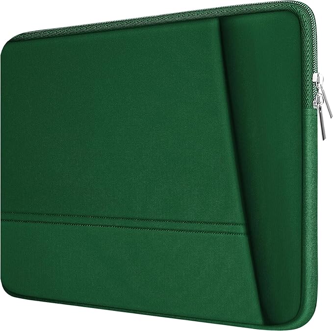Laptop Sleeve 15.6 inch, Sturdy Portable Monitor Computer Laptop Case, Carrying Sleeve Bag 15.6'' with Pockets for MacBook PC Mac HP Lenovo Dell Asus Xbox Switch, Deep Green