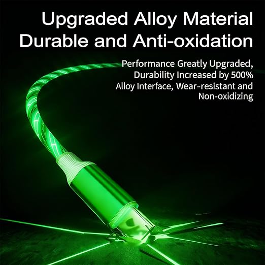 USB Cable PD Fast Charger Lighted Up (USB A TO C Starry Green)Mobile Phone Data Cable, Charging Cable, Supports Data Transfer, 39-inch, TPE Material, Compatible with Almost All Type-C Devices