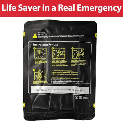 Quick Blood Clotting Emergency Gauze 3" x 145" (2 Pack)- Sterile Hemostatic Z-Folded Compressed Gauze 6-Ply (2 Pack) for First Aid, Combat, Survival, IFAK Trauma Kit Supplies Refill (STAMEN) ﻿