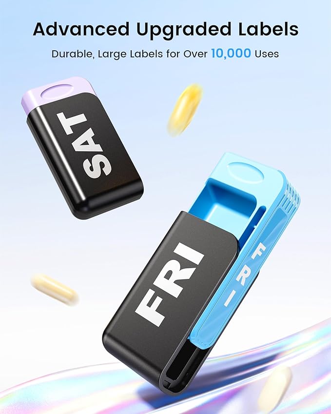 Daviky Weekly Pill Organizer 1 Time a Day, Travel Drawer-Style Pill Box for Daily Medication, 7-Day Pill Case, Compact & Portable, Ideal for Vitamins, Fish Oils & Supplements