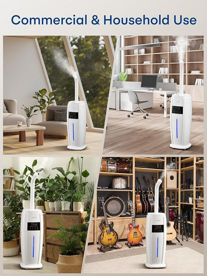 FOHERE Humidifier Large Room 4.8Gal/18L, Quiet Whole House Humidifier for Home Plants Office Commercial 1500 sq.ft, Top Fill Ultrasonic Cool Mist Humidifiers with 4 Mist Mode, 5 Speeds, Remote, White
