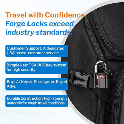TSA Approved Luggage Locks, Ultra-Secure Dimple Key Travel Locks with Zinc Alloy Body