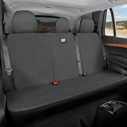 CAT Gray Rear Seat Cover for Cars, SUVs & Small Trucks – Heavy-Duty Oxford Canvas – 60/40 Split Bench Protector – Durable Back Seat Cover for Pets, Travel & Daily Use – Car & Truck Interior Accessory