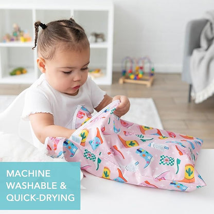 Bumkins - Waterproof Wet and Wetdry Bags - For Beach, Baby, Travel, Swim Suit, Cloth Diapers, Pump Parts, Pool, Gym, Toiletries - Reusable & Easy to Clean - Cowgirl Boots - 2 Pack