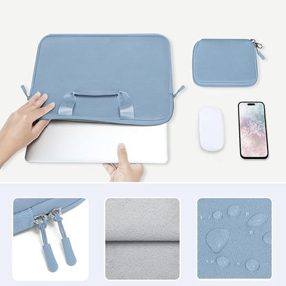 MOSISO Laptop Case 13.3 inch, 13-13.3 inch Laptop Sleeve Bag Compatible with MacBook Air/Pro 13 / Pro 14, HP Dell ASUS, Neoprene Carrying Computer Bag with Handle&Detachable Small Case, Pastel Blue