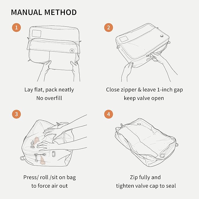 Vacuum Compression Bags for Travel Reusable for Carry-on Suitcase Backpack Home Storage, IP67 Waterproof, Wide Opening, Transparent Window (1 Large Pack No Pump Black)