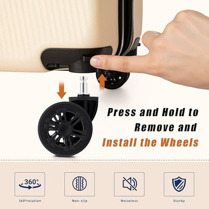Expandable Carry on Luggage Sets,Suitcases with Detachable Wheels Hardshell 22x14x9 Airline Approved,Lightweight Luggage Set with TSA Lock,Carry on Suitcase