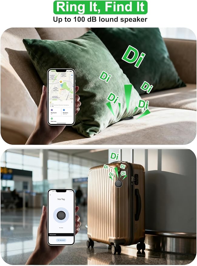 2-in-1 Air Tracker Tag for iOS & Android - Smart Tags Dual System Bluetooth Finder Compatible with Apple Find My & Android Find Hub, Mini GPS Tracker Item Finders for Keys, Wallet, Luggage, Pet, Bike