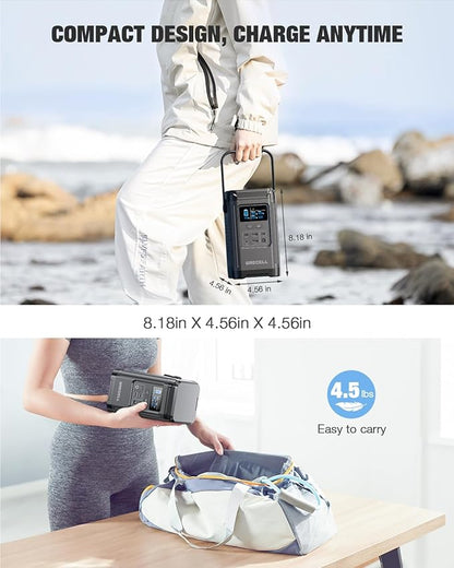 240W Portable Power Station 154Wh/48000mAh, 100W USB-C PD(Dual Way) LiFePO4 Battery Power Bank Station, 7 ports Solar Generator with LED and Stand for Camping, Home, Travel(Wall Charger Not Included)