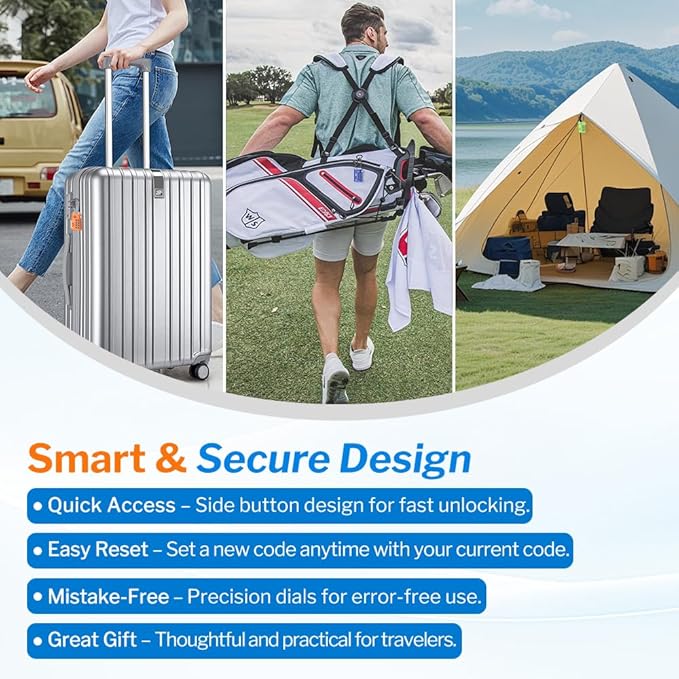 Forge TSA Approved Luggage Locks 4 Digit Combination TSA Travel Locks with TSA008, Open Alert Indicator, Zinc Alloy Body for Luggage, Suitcase, Backpack, and More. Orange 4 Locks.