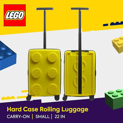 Concept One LEGO 22 Inch Carry On Luggage, Signature Trolley Expandable Hardshell Rolling Suitcase with Spinner Wheels, Yellow