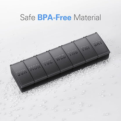 Barhon Pill Organizer Large, Weekly Medicine Pill Organizers, 7 Day Pills Box Case Travel for Big Vitamin Supplements Fish Oil, Gray