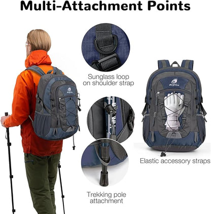 25L Small Hiking Backpack Daypack with Chest Strap for Men Women, Waterproof Travel Backpack, Blue