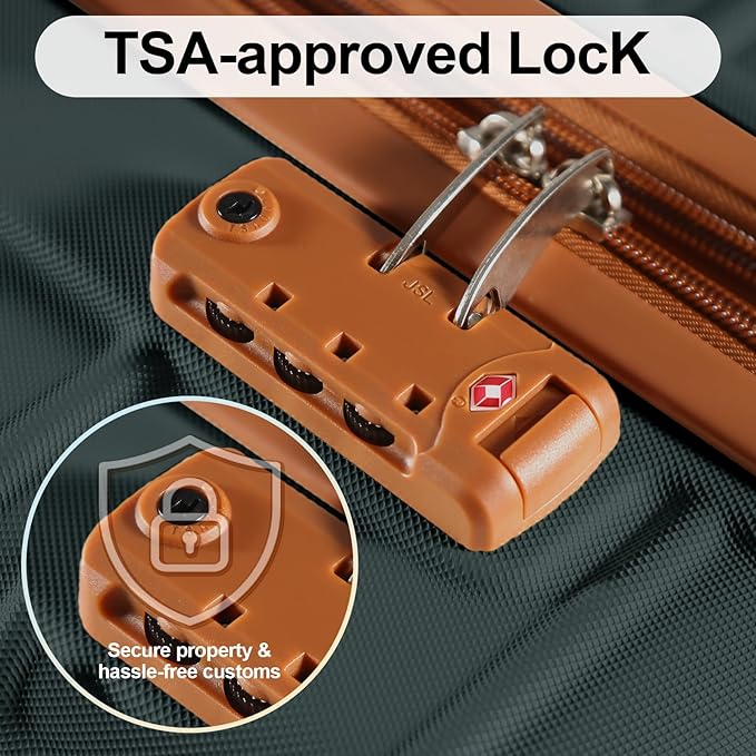 4 Piece Luggage Set Expandable ABS Travel Suitcase Set TSA Lock Hardshell Durable Lightweight Traveling Luggage Sets Gift for Back to School (Amy Green, 28in26in20in13in)