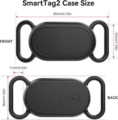 Dog Collar Holder(2 Pack) for Galaxy Smarttag2, Waterproof Silicone Case for Pet Cat, Anti-Lost Scratch Resistant Protective Cover Accessory for Samsung Galaxy Smart tag2 (Black/Olive Green)