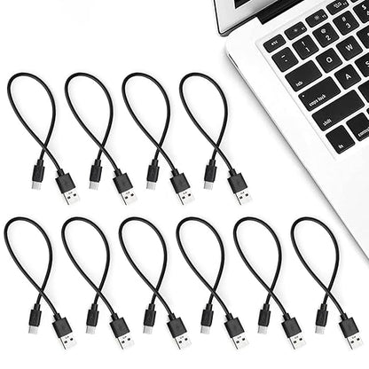 Smays Short 1ft USB C Cable 10-Pack Bulk, USB A to Type C Fast Charging Cord Multipack, Black