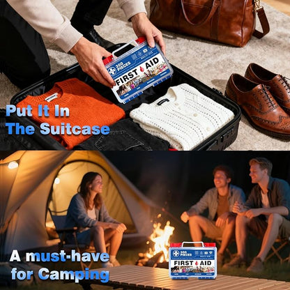 300 Piece Professional First Aid Kit, Multi-Function Portable Medical Kit for Home, Car, Travel, Camping, Worksite, Outdoor, Business & Sports (Navy Blue)