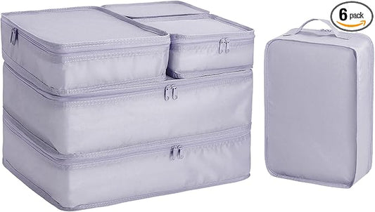 Packing cubes for Travel, CALACH Luggage Organizer Bags 6 Set Packing Cubes for Suitcases Travel Essentials for Carry on Mesh Suitcase Organizer with Shoe Bag (grey)