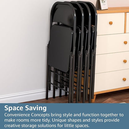 V&LX Folding Chairs All Steel Frame with Double Hinged for Wedding, Banquets, Celebrations, Dinning, Office Kitchen Patio and Garden, Set of 4, Black