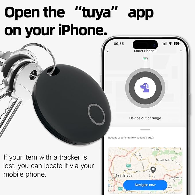 Tracker Tags 4 Pack, Luggage Tracking Tags Compatible with TUYA App and Smart Life APP, Both iOS and Android Compatible, Key Finder Locator with Sound, Smart Tag, Item Finder for Keys, Bags