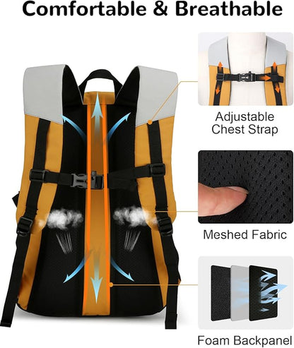 20L Small Waterproof Hiking Backpack with Chest Strap for Men Women, Lightweight Outdoor Daypack, Gray
