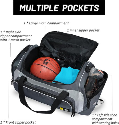 MIER Large Gym Bag for Men Sports Duffle Bag with Shoe Compartment 60L Lightweight Duffel Bags for Workout Fitness Travel