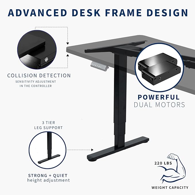 VIVO Electric 83 x 30 in Dual Motor Sit Stand Desk, Memory Height Adjustment, 2B Series, Black Top Black Frame, DESK-KIT-2B8B