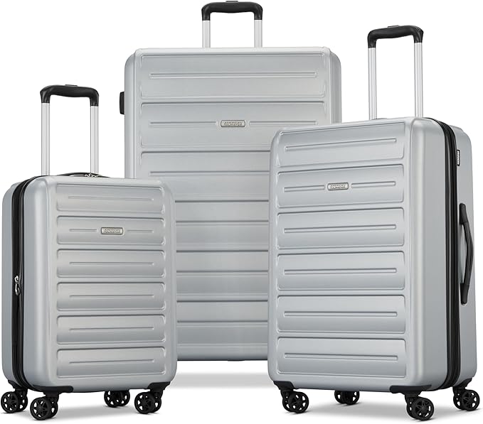 Westridge Hardshell Luggage Set - 3 Piece Set - 20" Carry-On, 24” & 28” Checked Luggage Set with 360° Spinner Wheels - Expandable Suitcases for Extended Travel - Durable ABS Shell - Silver