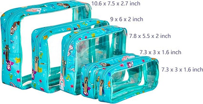 TSA Approved 5-Piece Diaper Bag Organizer Pouch Set Clear Waterproof TPU Kids Toiletry Storage Set Travel Packing Clutch Cube Bags for Baby Nursing