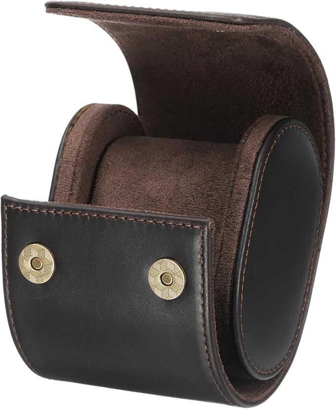 HARFINGTON Watch Roll Travel Case Single Slot Portable Leather Watch Case for Men and Women, Watches Storage Organizer with Removable Pillows for Traveling, Display, Home Storage, Coffee