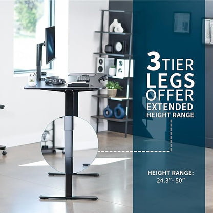 VIVO Electric 63 x 32 in Dual Motor Standing Desk, Memory Height Adjustment, 2B Series, Black Top Black Frame, DESK-KIT-2B1B